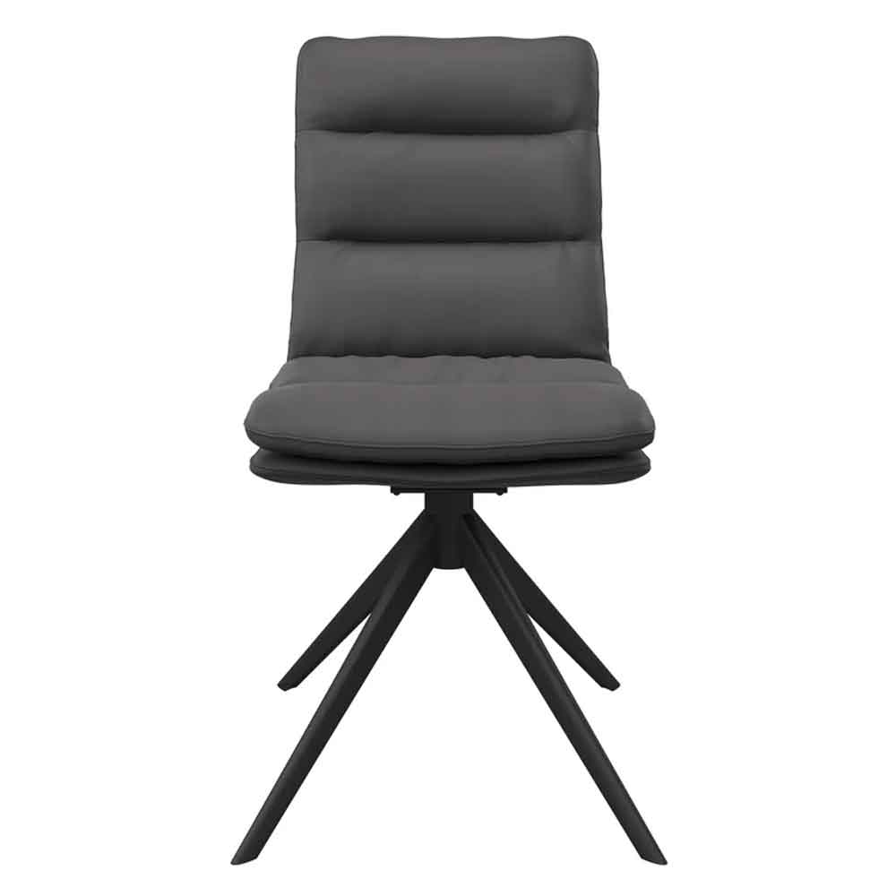 Altois Dark Grey Faux Leather Swivel Dining Chair in Pair