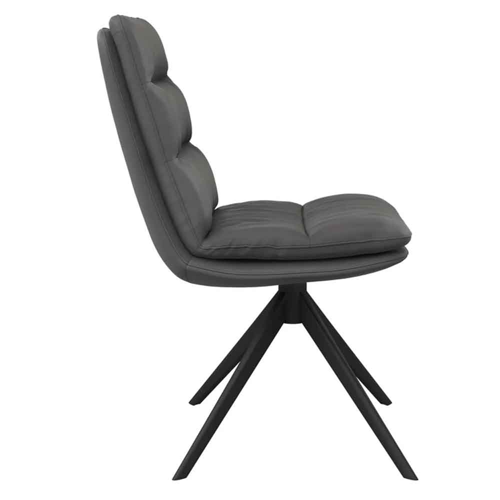 Altois Dark Grey Faux Leather Swivel Dining Chair in Pair