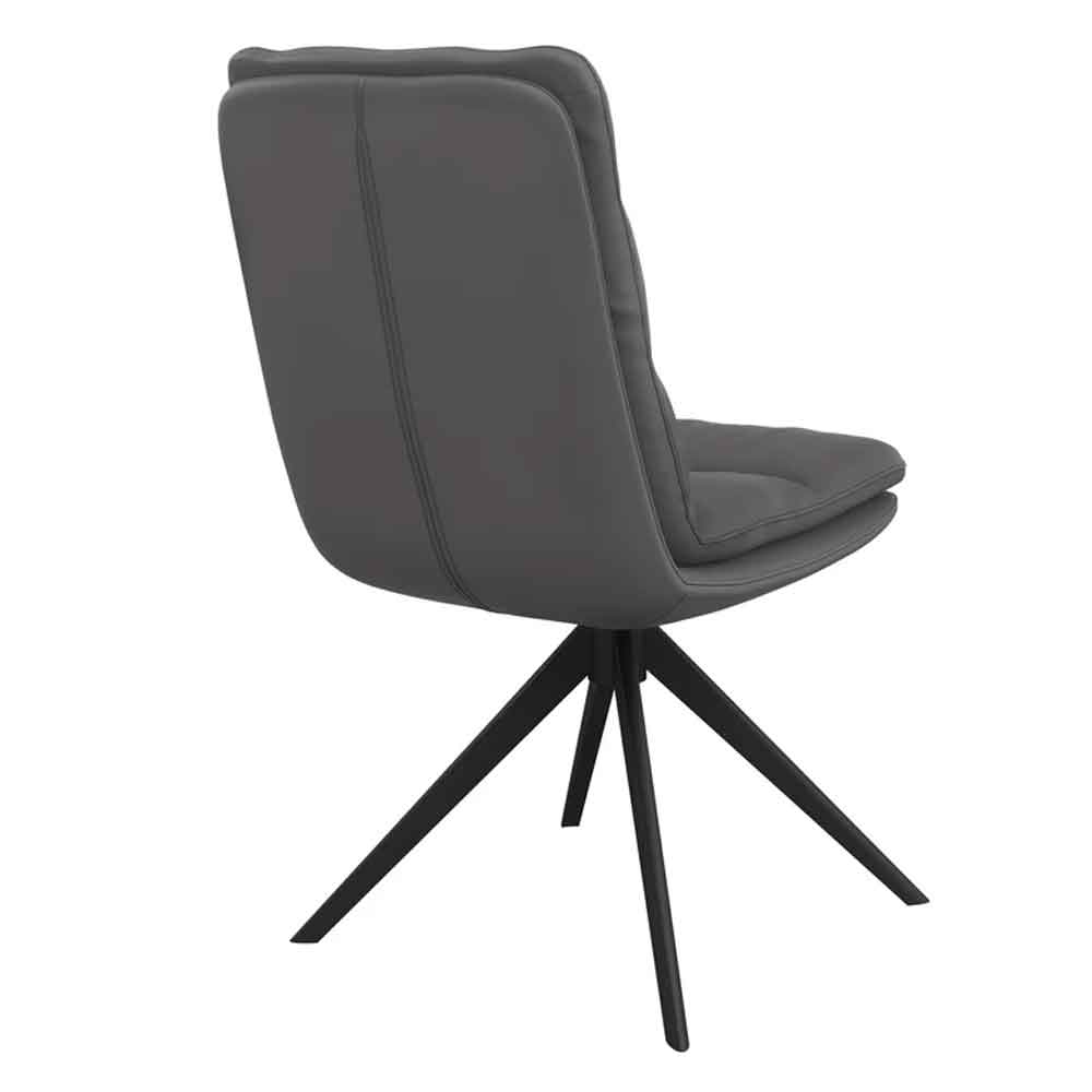 Altois Dark Grey Faux Leather Swivel Dining Chair in Pair