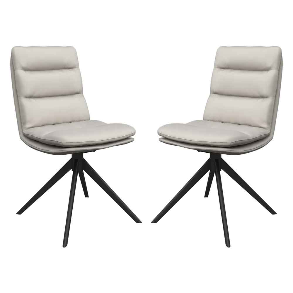 Altois Light Grey Faux Leather Swivel Dining Chair in Pair
