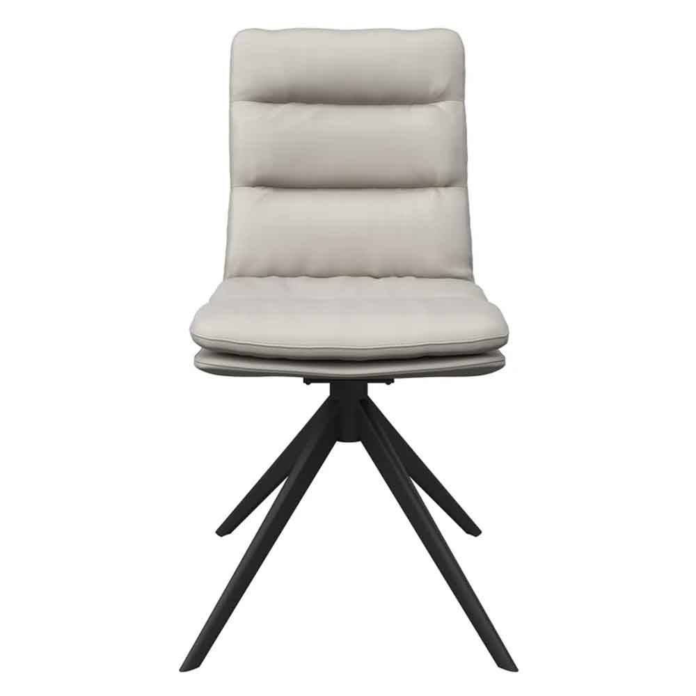 Altois Light Grey Faux Leather Swivel Dining Chair in Pair