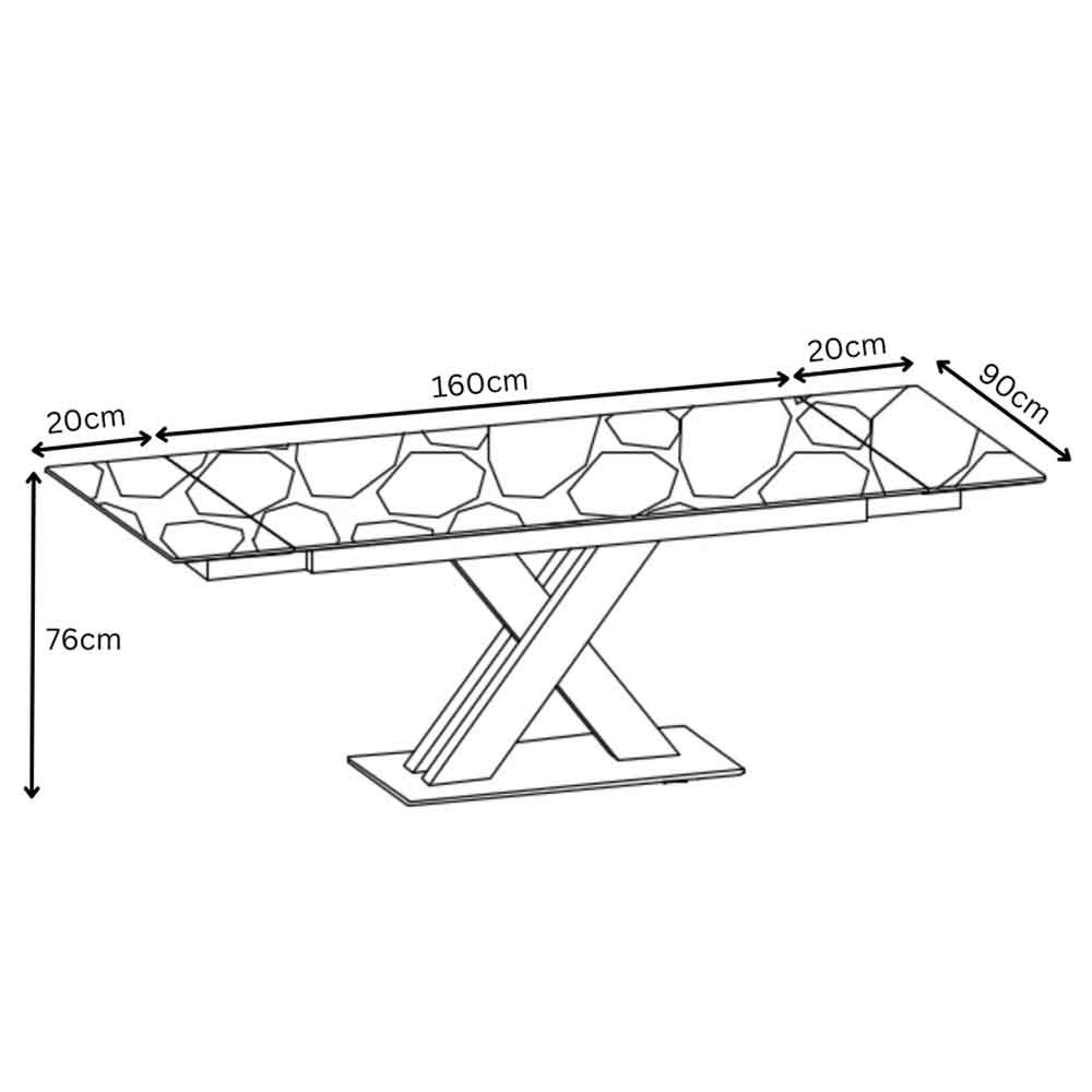 Altois Marble Top Extending Dining Table with Metal X-Shaped Base in Light Grey