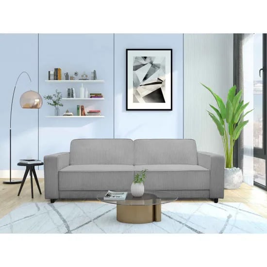 Read more about Alton corduroy fabric 3 seater sofa bed in grey