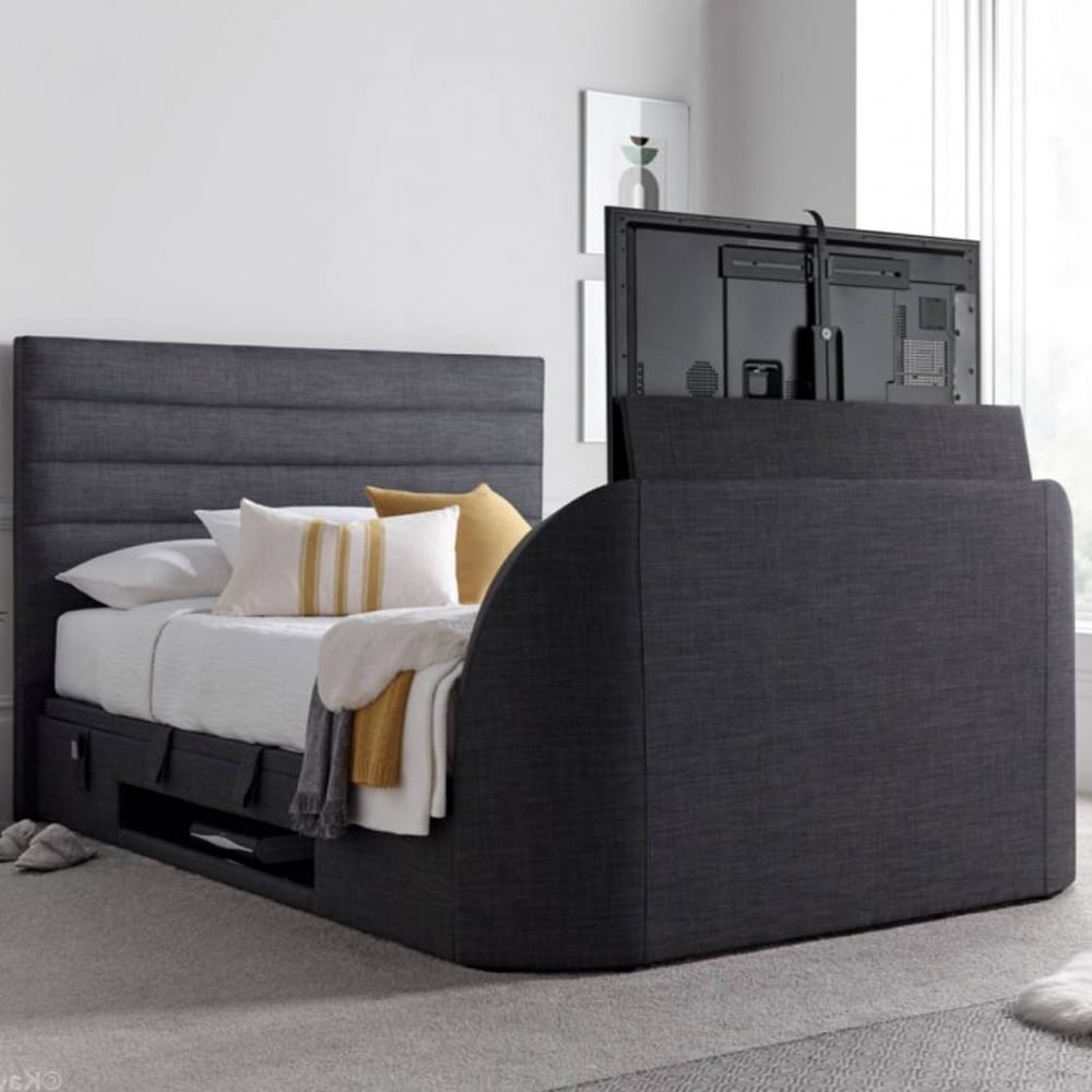 Alton Fabric Ottoman Storage King Size TV Bed In Slate