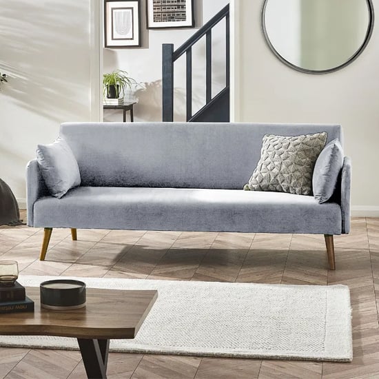 Read more about Alton fabric sofa bed in grey with wooden legs