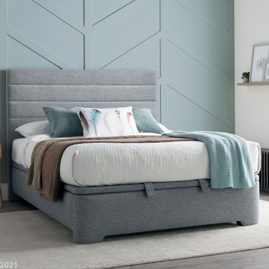 Alton Marbella Fabric Ottoman King Size Bed In Grey