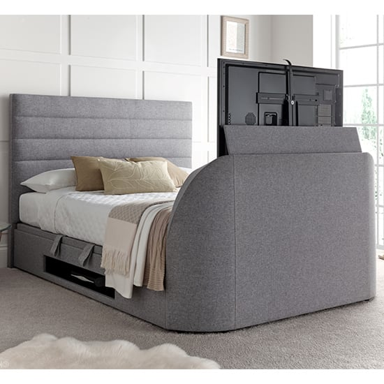 Product photograph of Alton Ottoman Marbella Fabric Double Tv Bed In Grey from Furniture in Fashion