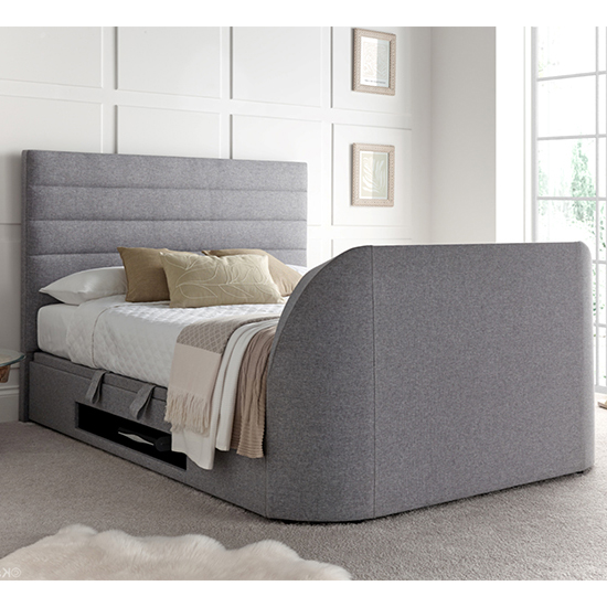 Alton Ottoman Marbella Fabric Super King Size TV Bed In Grey Furniture in Fashion