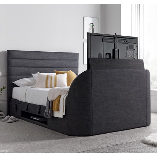 Product photograph of Alton Ottoman Pendle Fabric Double Tv Bed In Slate from Furniture in Fashion