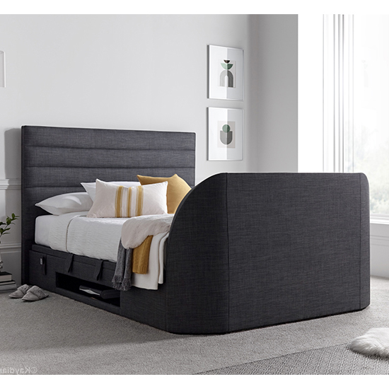 Alton Ottoman Pendle Fabric Super King Size TV Bed In Slate Furniture