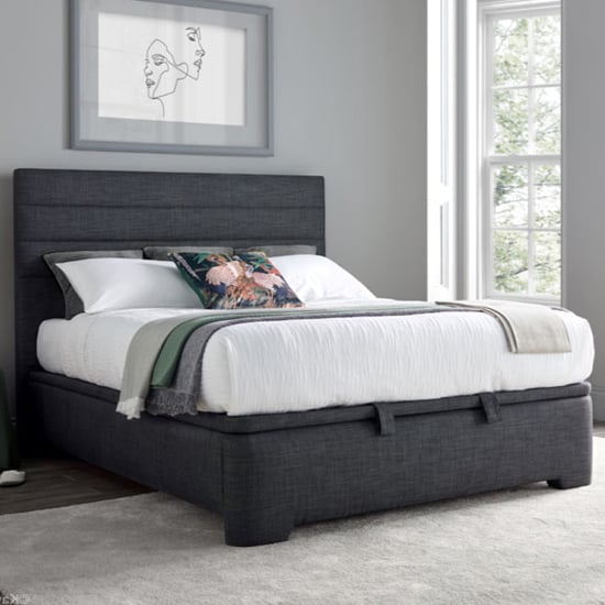 Product photograph of Alton Pendle Fabric Ottoman King Size Bed In Slate from Furniture in Fashion