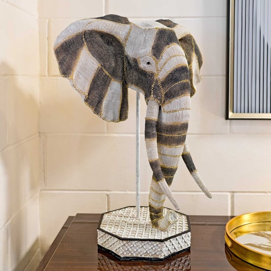 Product photograph of Alton Resin Elephant Bust Sculpture In Brown And Beige from Furniture in Fashion
