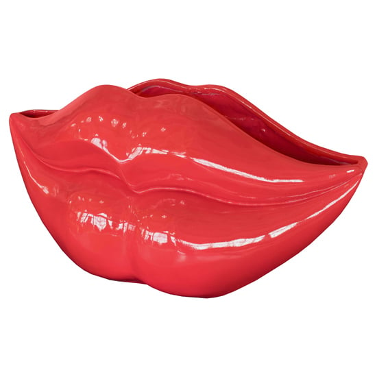 Alton Resin Lips Planter Sculpture In Red