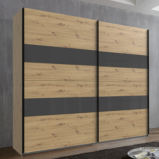 Alton Sliding Door Wardrobe In Artisan Oak And Grey