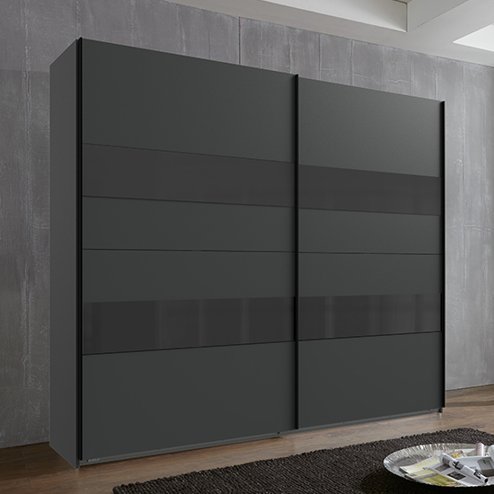 Alton Sliding Door Wooden Wardrobe In Graphite