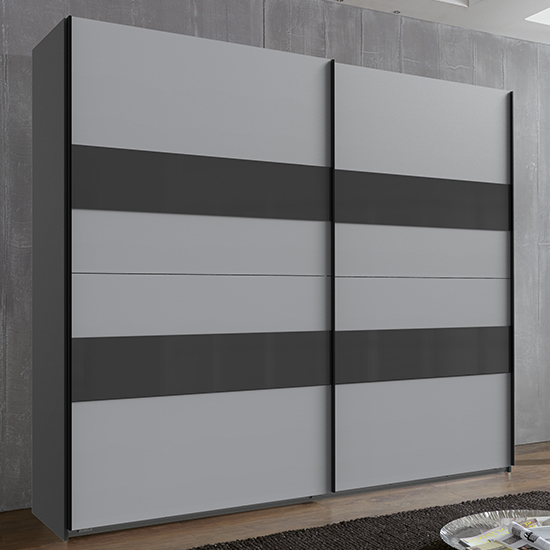 Alton Sliding Door Wide Wardrobe In Graphite And Light Grey