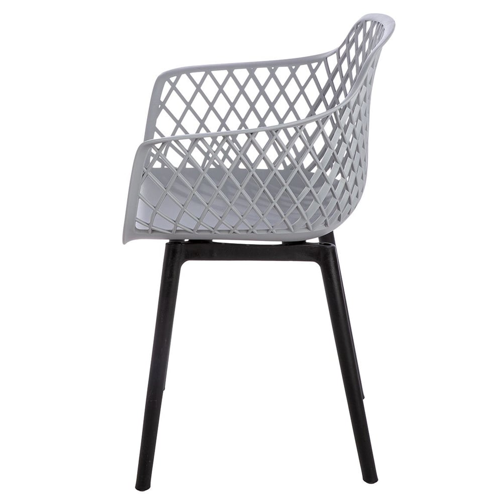 Altona Grey Plastic Dining Chairs With Black Legs In Pair