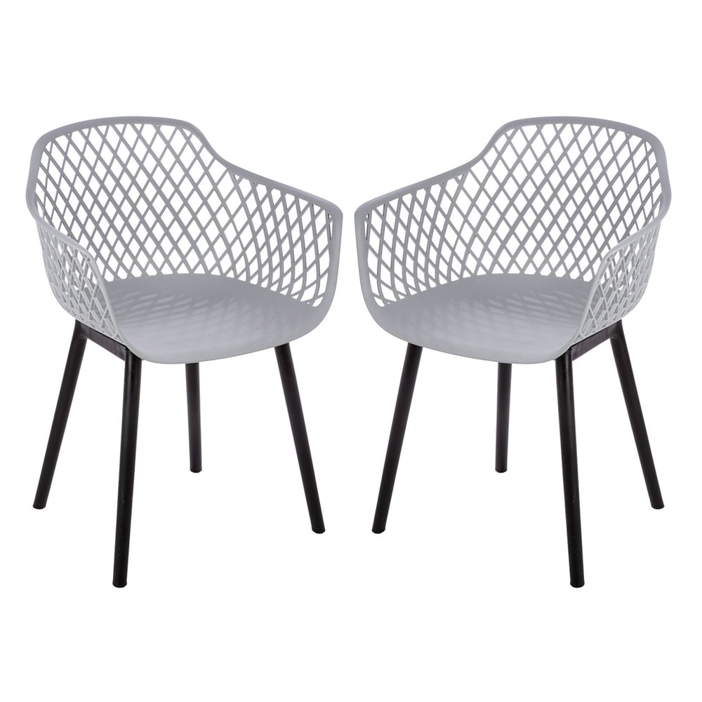 Altona Grey Plastic Dining Chairs With Black Legs In Pair