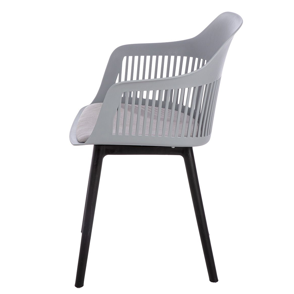 Altona Grey Plastic Dining Chairs With Fabric Seat In Pair