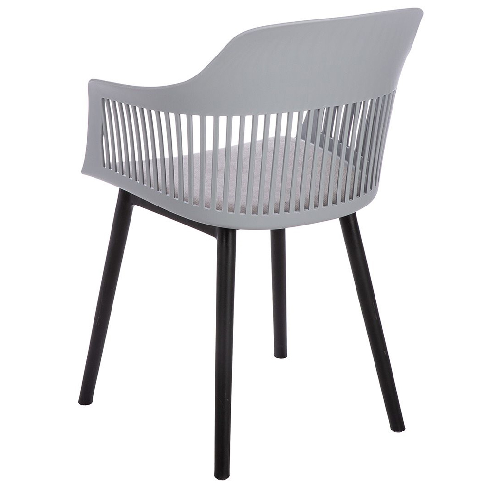 Altona Grey Plastic Dining Chairs With Fabric Seat In Pair