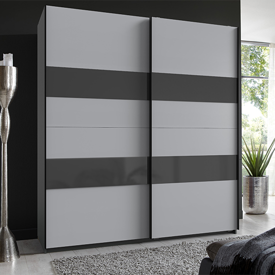 Altona Sliding Door Wide Wardrobe In Graphite And Light Grey