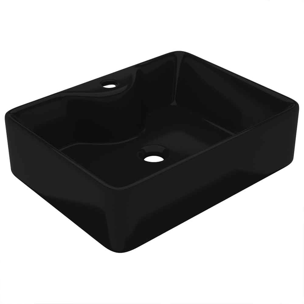Altoona Rectangular Countertop Basin Without Waste 480mm Wide 1TH - Black