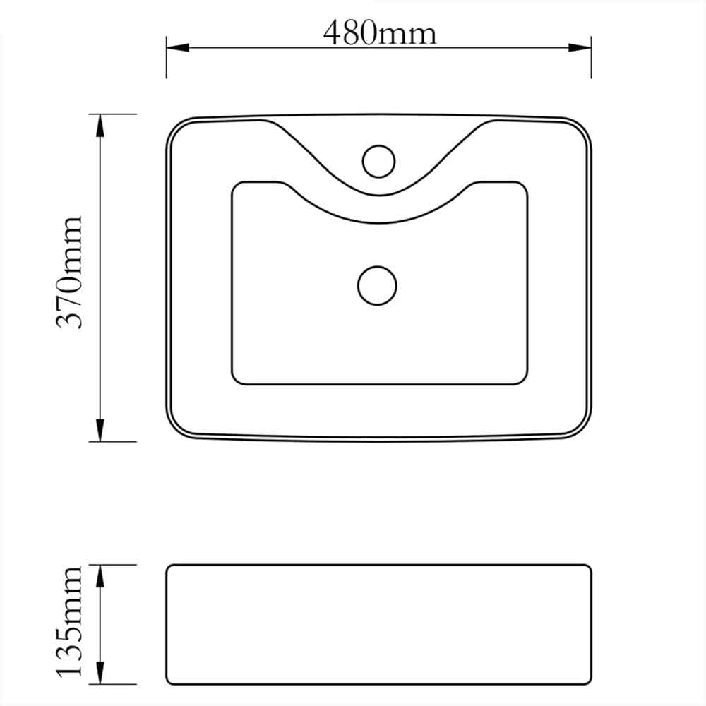 Altoona Rectangular Countertop Basin Without Waste 480mm Wide 1TH - Black
