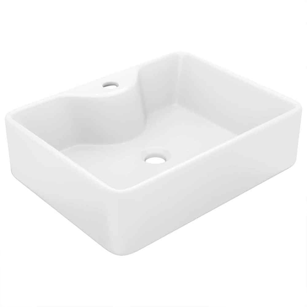 Altoona Rectangular Countertop Basin Without Waste 480mm Wide 1TH - White