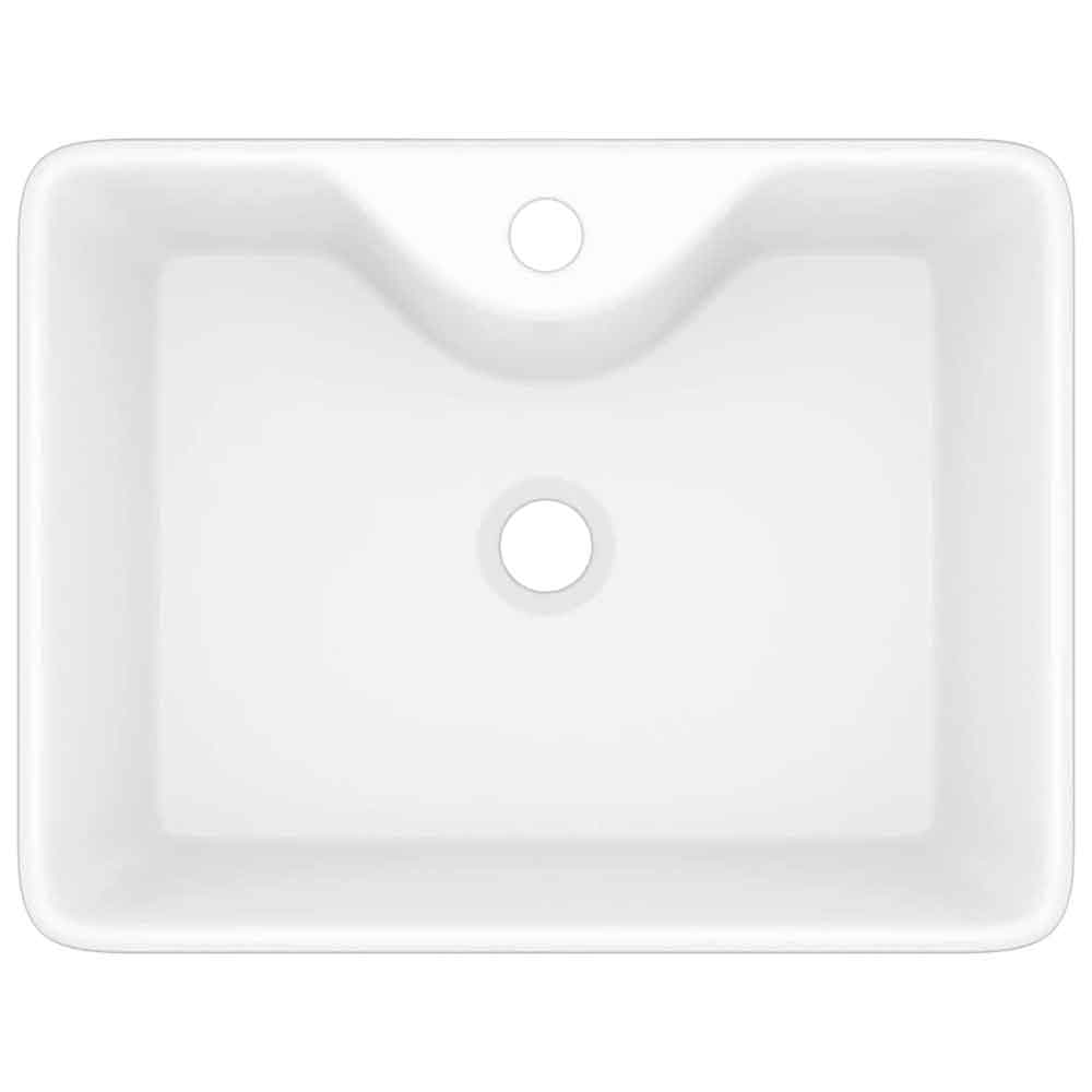 Altoona Rectangular Countertop Basin Without Waste 480mm Wide 1TH - White