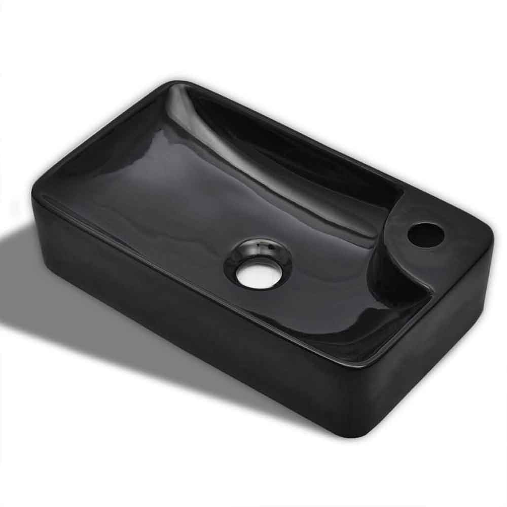 Altoona Rectangular Countertop LH Basin Without Waste 440mm Wide 1TH - Black