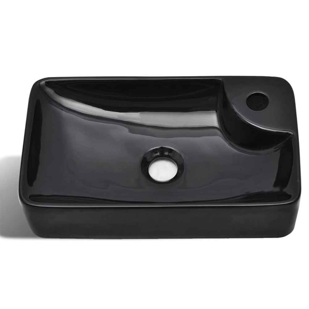Altoona Rectangular Countertop LH Basin Without Waste 440mm Wide 1TH - Black