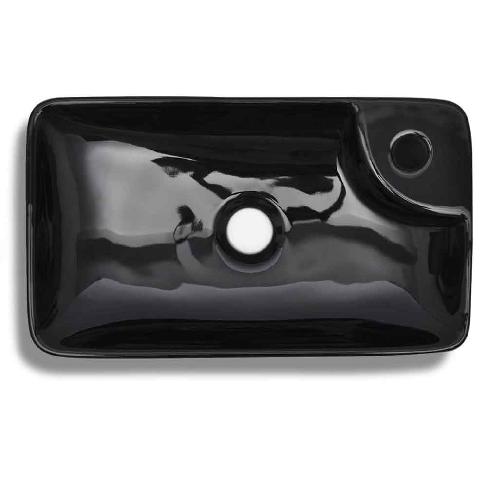 Altoona Rectangular Countertop LH Basin Without Waste 440mm Wide 1TH - Black