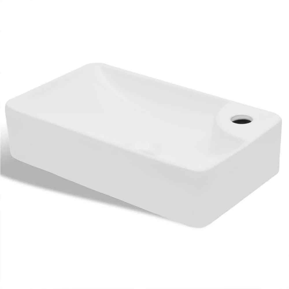 Altoona Rectangular Countertop LH Basin Without Waste 440mm Wide 1TH - White