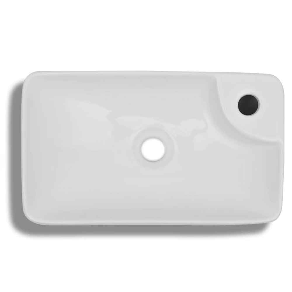 Altoona Rectangular Countertop LH Basin Without Waste 440mm Wide 1TH - White