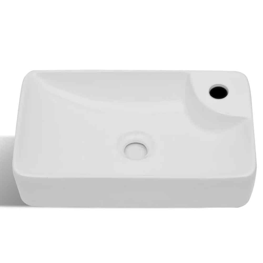 Altoona Rectangular Countertop LH Basin Without Waste 440mm Wide 1TH - White