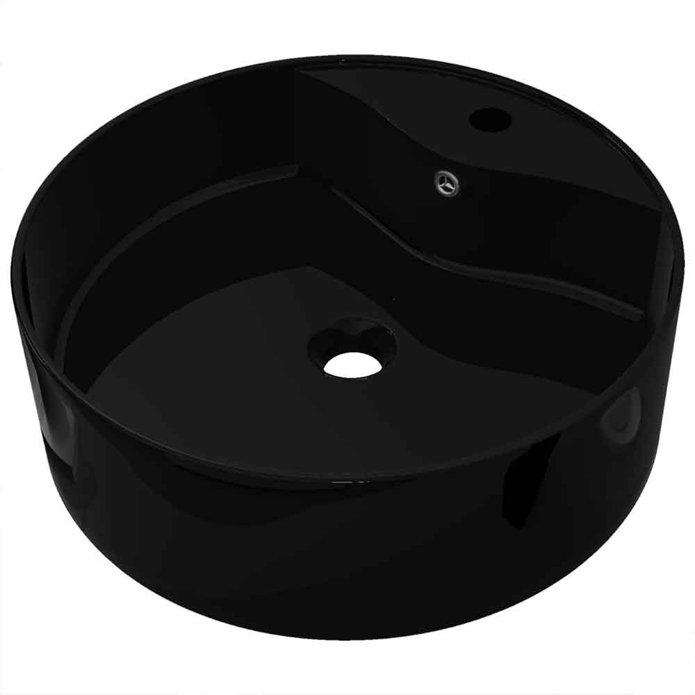 Altoona Round Countertop Basin Without Waste 465mm Wide 1TH - Black