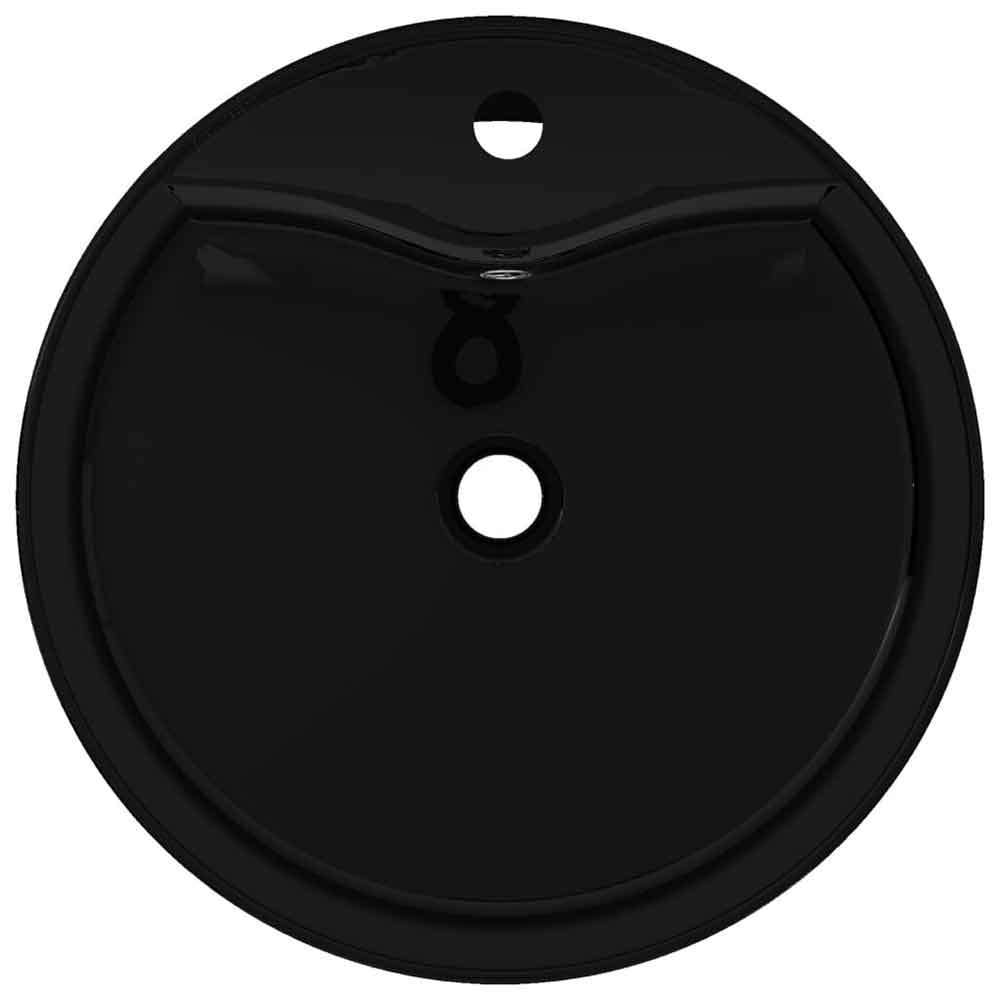 Altoona Round Countertop Basin Without Waste 465mm Wide 1TH - Black