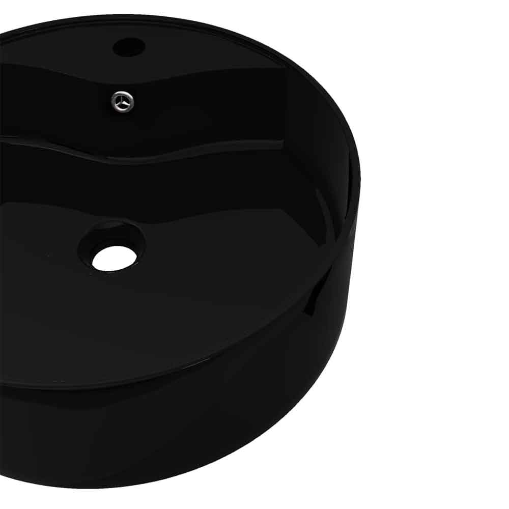 Altoona Round Countertop Basin Without Waste 465mm Wide 1TH - Black