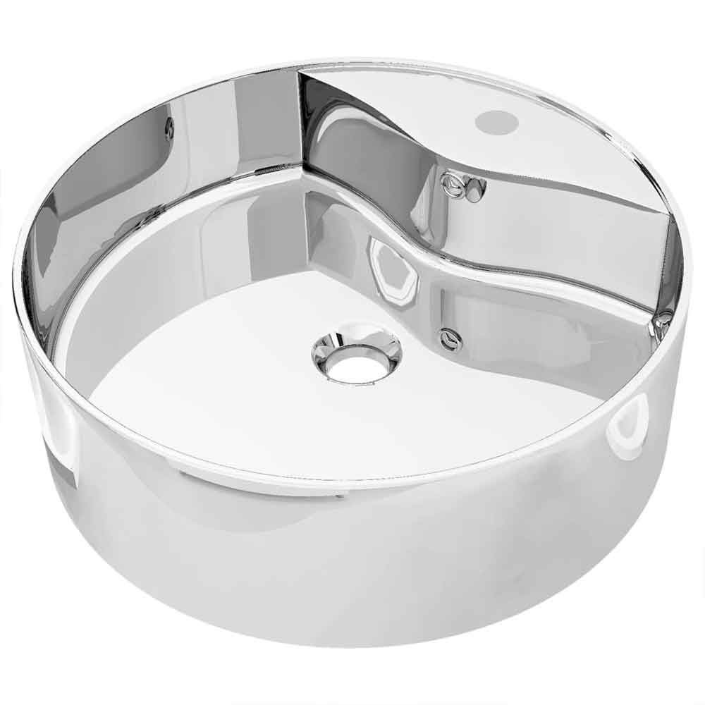Altoona Round Countertop Basin Without Waste 465mm Wide 1TH - Silver