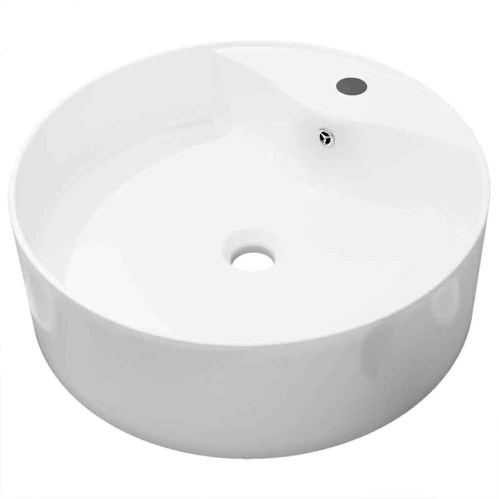 Altoona Round Countertop Basin Without Waste 465mm Wide 1TH - White