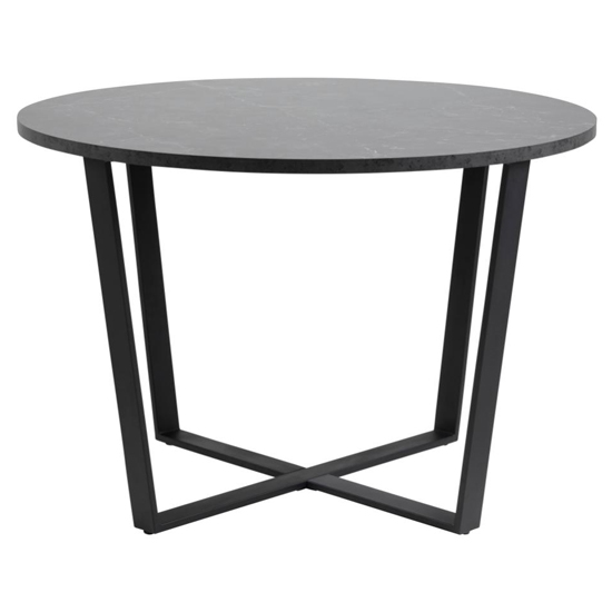 Altoona Round Wooden Dining Table In Black Marble Effect_2