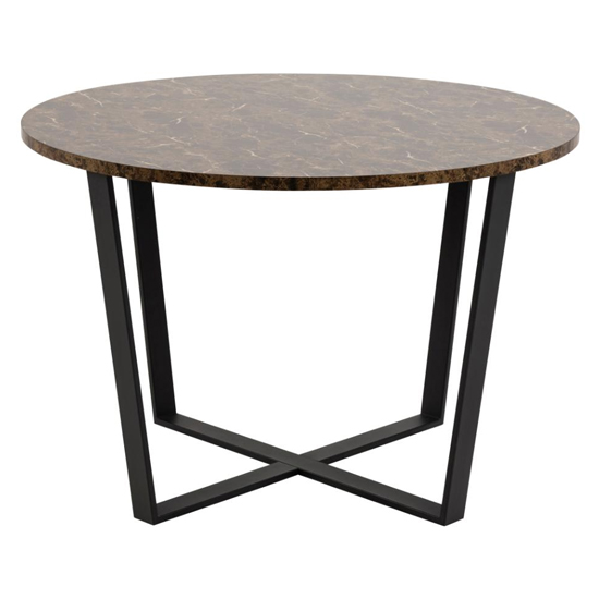 Altoona Round Wooden Dining Table In Matt Brown Marble Effect_2