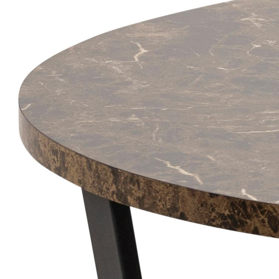 Altoona Round Wooden Dining Table In Matt Brown Marble Effect_4
