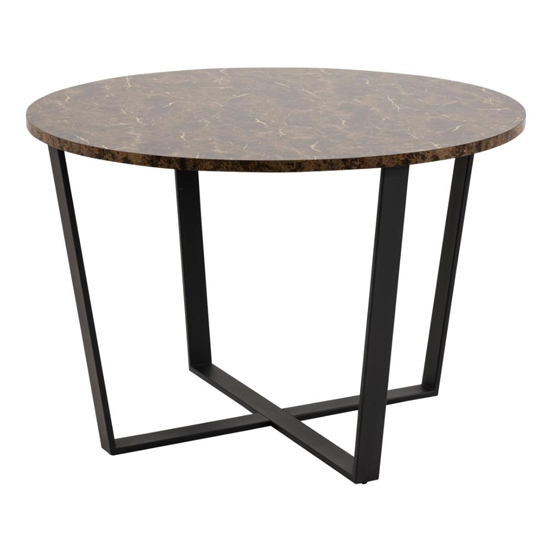 Altoona Round Wooden Dining Table In Matt Brown Marble Effect_1
