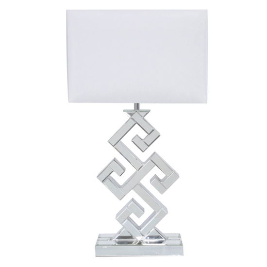 Photo of Altoona white shade table lamp with clear glass base