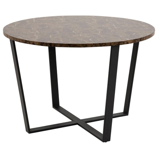 Photo of Altoona wooden dining table round in brown marble effect