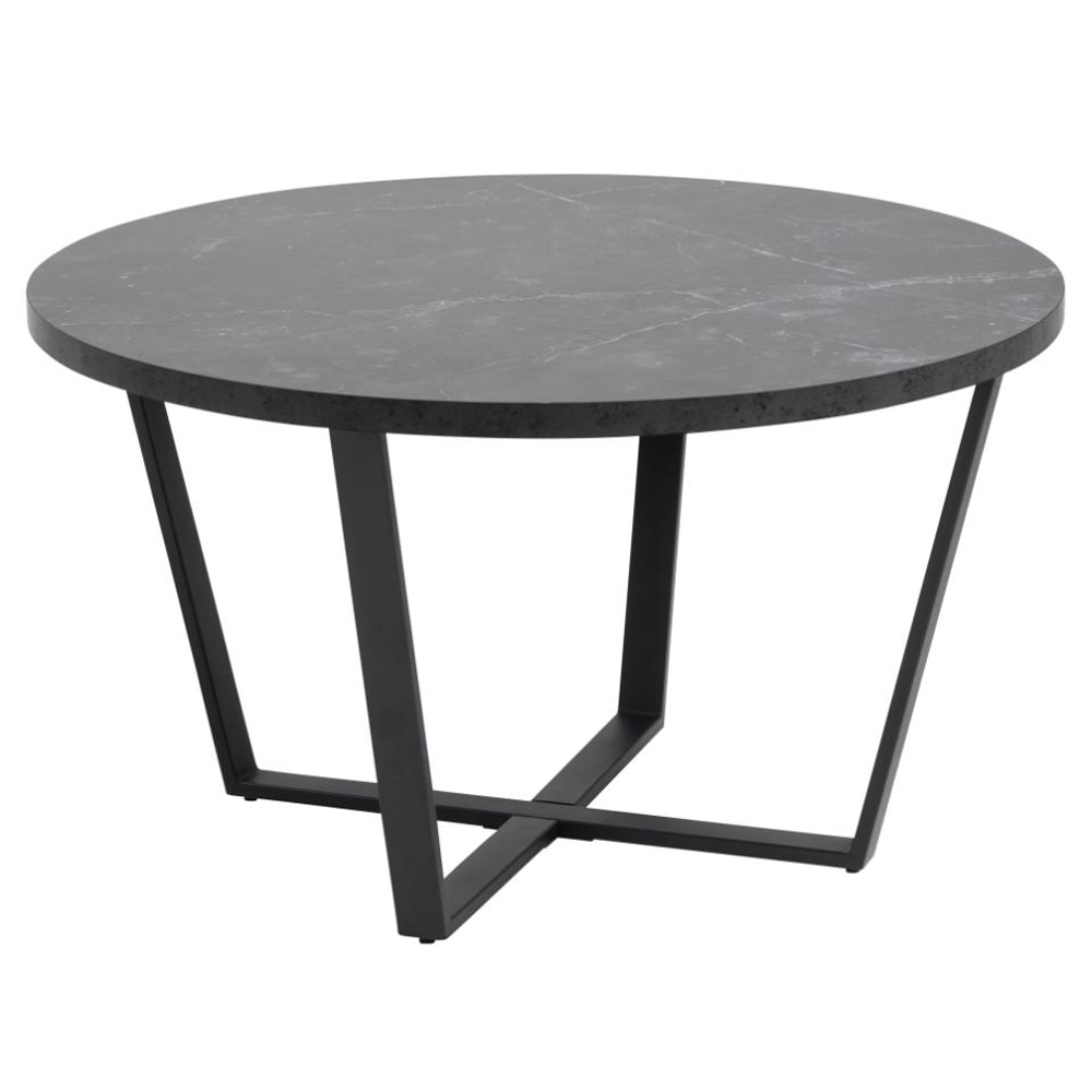 Altoona Wooden Round Coffee Table In Black Marble Effect