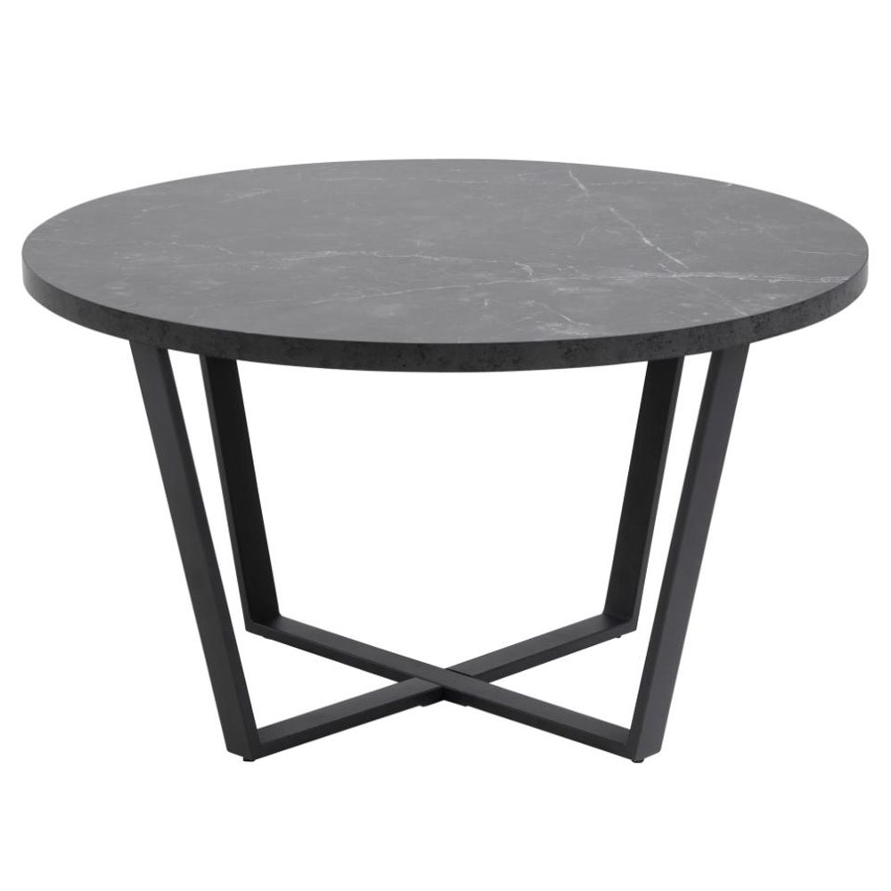 Altoona Wooden Round Coffee Table In Black Marble Effect