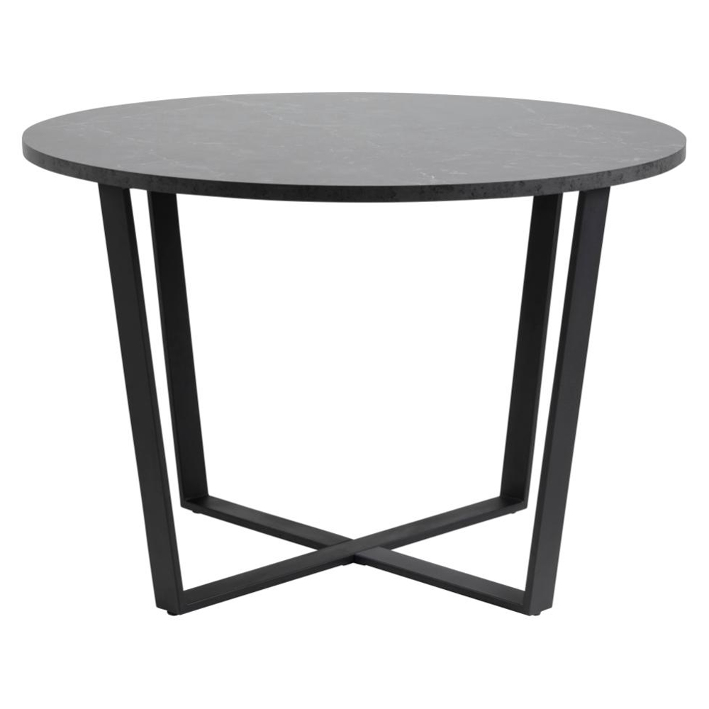 Altoona Wooden Round Dining Table In Black Marble Effect