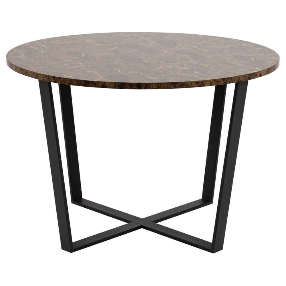 Altoona Wooden Round Dining Table In Brown Marble Effect